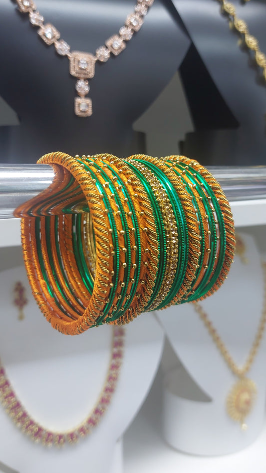 ORANGE & GREEN BANGLE SET