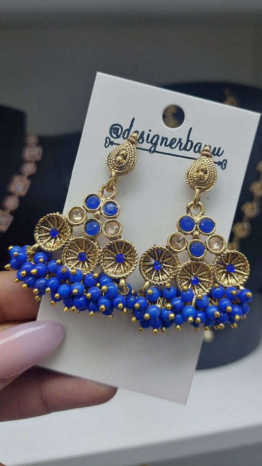 GOLD & BLUE FASHION EARRINGS E0089