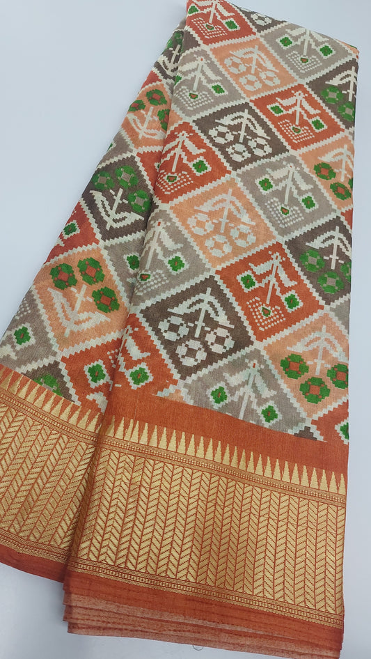 IKKAT SAREE (ORANGE)