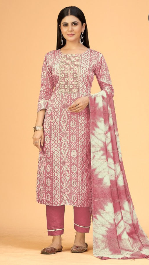 READY MADE SALWAR SUIT (PINK/SIZE L)