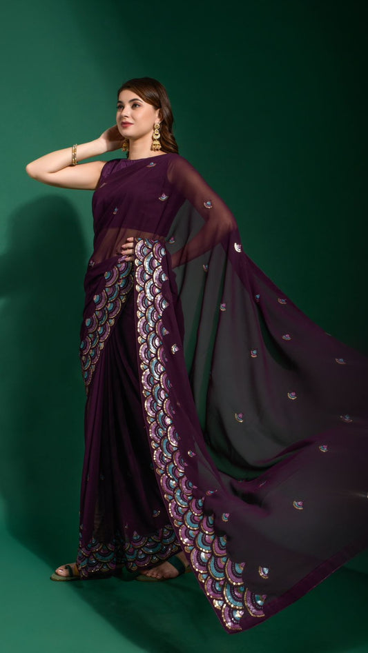 PLUM DESIGNER SAREE