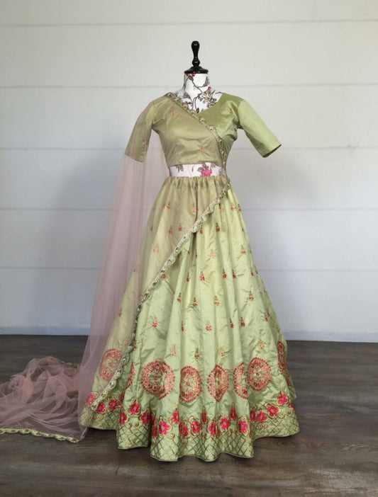 Lehengha Choli- Olive Green Light